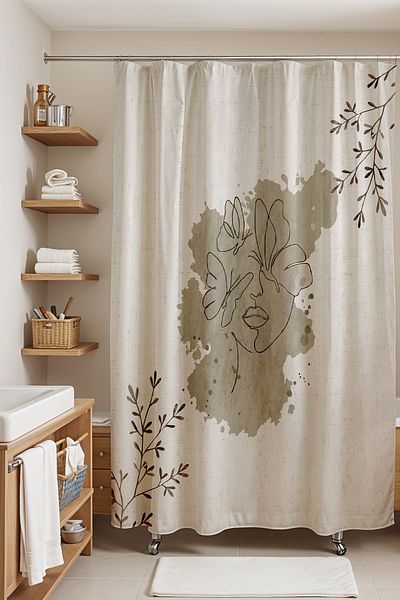 EVPANYA Bohemian Cream Γυναικεία και Πεταλούδες Κουρτίνα Μπάνιου - Κουρτίνα Μπανιέρας 175x200cm
