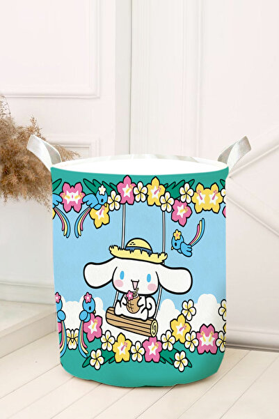 dekomingo COȘ DE JUCĂRII CAMERĂ BEBEȘI ȘI COPII CU MOBILĂ DE FLORI VERDE