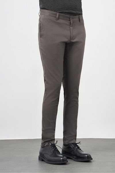 İmza Σκούρο χακί βαμβακερό παντελόνι Chino Casual Slim Fit με πλαϊνές τσέπες 1003245163