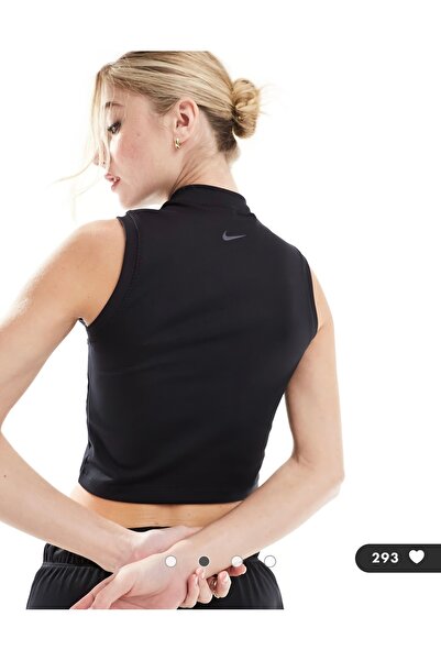 Nike One Dri-Fit Fitted Mock-Neck Cropped Training Siyah Kadın Crop Atlet