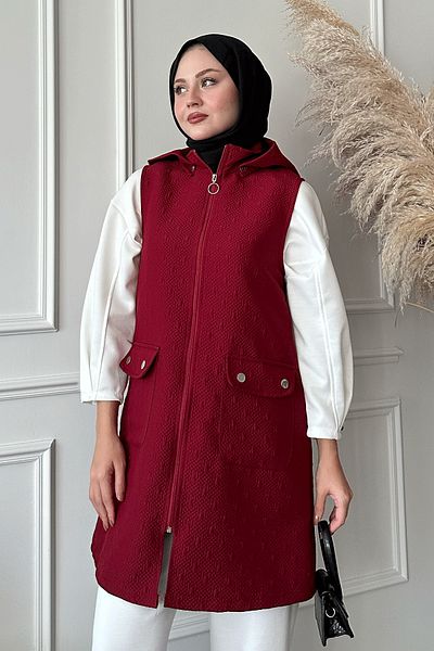 InStyle Vestă roșie Claret matlasată cu buzunare