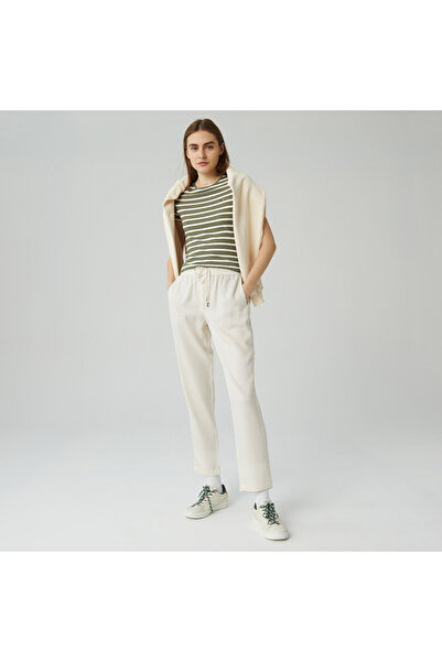 Lacoste Kadın Carrot Fit Beyaz Pantolon
