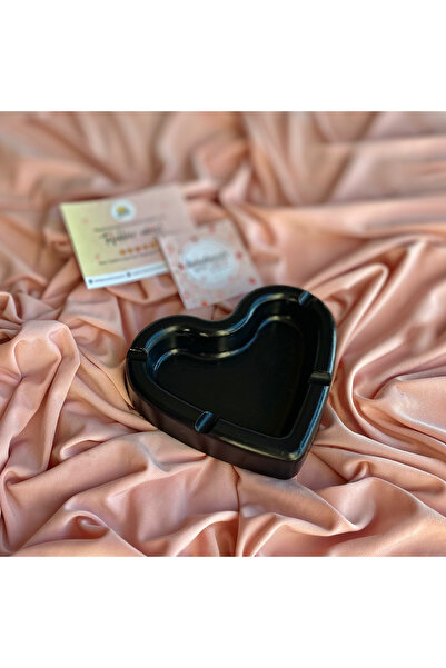 Handmade Dekoratif Siyah Kalp Küllük - Hediyelik Küllük