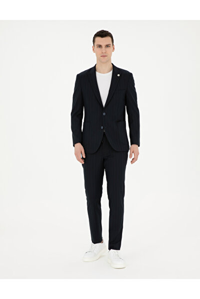 Pierre Cardin Navy Blue Extra Slim Fit Striped Suit 50285354-Vr033