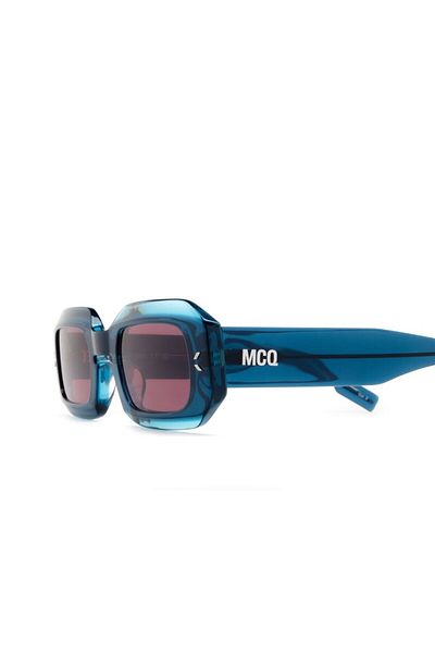 ALEXANDER MCQUEEN نظارات شمسية للنساء Mq0361s 003 49-25، أسيتات، أزرق، إطار مستطيل