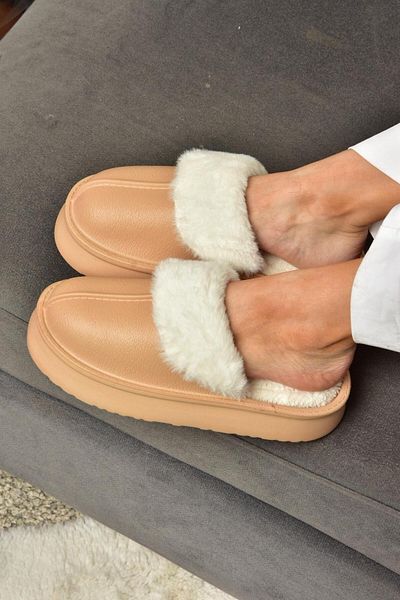 Fox Shoes T 918264209   Nerzfarbene Plüsch-Damenhausschuhe