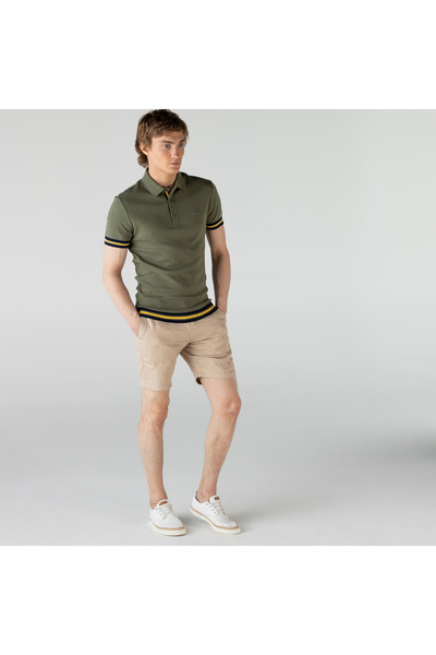 Lacoste Erkek Slim Fit Keten Bej Bermuda