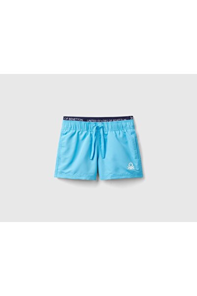 United Colors of Benetton Boy's Light Blue Front Logo Embroidered Drawstring ...