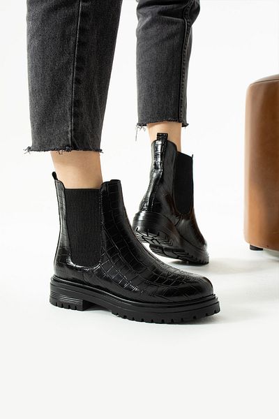 Neva'nın Butiği Women's Crocodile Croco Pattern Elastic Stylish Casual Boots