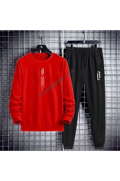 x-compass life Crew Neck Tracksuit Set - 2-Piece Conbin, Stitched Print, Women'S/Men's Unisex Seasonal