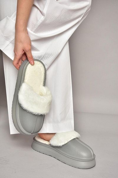 Fox Shoes T 918264209   Graue Plüsch-Damenhausschuhe
