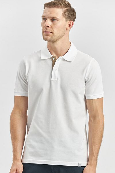 İmza Μπλουζάκι Pique Polo Neck White Slim Fit Cotton-Lycra T-shirt 1011240186