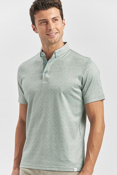 İmza Tricou casual slim fit din bumbac, verde închis, cu garnitură mercerizată 1011240164