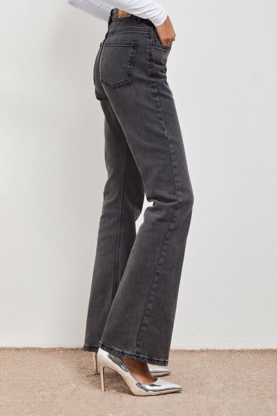 its basic Women's Smoked Color Flare Fit Flare Leg High Waist Jean