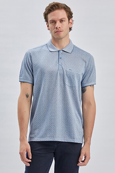 İmza Темно-синій жакардовий комір поло з візерунками Кишені Класичний комфортний крій Розслаблений крій Tisort 1011240170