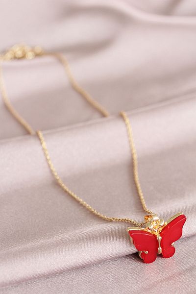 Skygo Red Butterfly Model Women's Necklace - Tj-bko5084