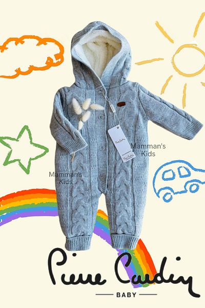 Pierre Cardin Welsoft Lined Knitwear Winter Baby Romper, Unisex Fur Plush Padded