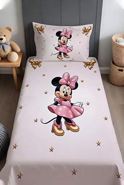 EVPANYA Sevimli Minnie Desenli Yatak Örtüsü ve Yastık Kılıfı