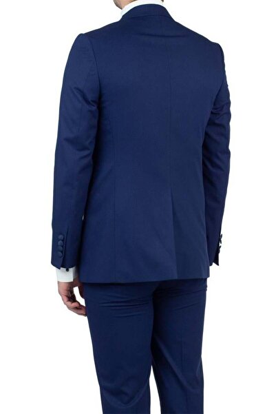 İmza Γιλέκο Navy Blue Dobby Mono με γιακά με επένδυση 6 Drop Slim Fit Σμόκιν γαμπρός 1001190150