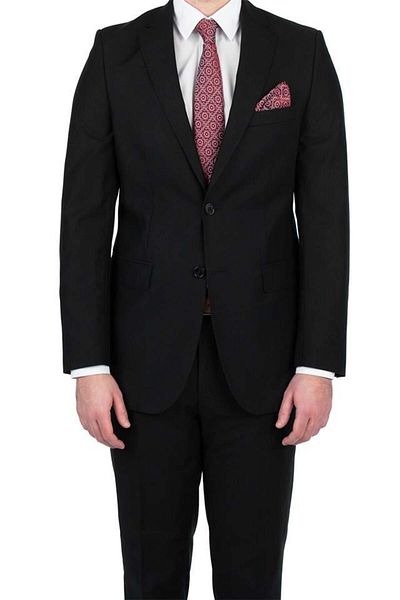 İmza Μαύρο Gabardine Mono Collar Lined Comfort Fit κοστούμι 1001195010