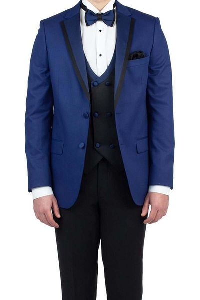 İmza Vestă căptușită cu guler mono în gabardină bleumarin, cu 6 picături, costum de mire, smoking, slim fit1001190153