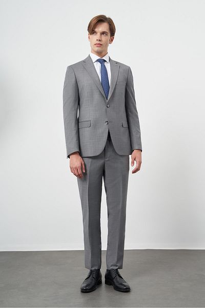 İmza Dark Smoked Plain Mono Collar,Comfort Fit Suit 1001245171