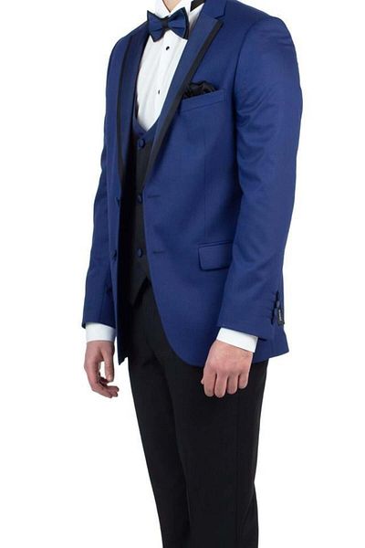 İmza Vestă căptușită cu guler mono în gabardină bleumarin, cu 6 picături, costum de mire, smoking, slim fit1001190153