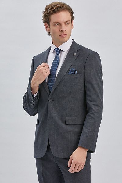 İmza Dark Navy Blue 4 Drop Comfort Fit Suit - Mono Collar and Lined Comfortable Fit1001240177