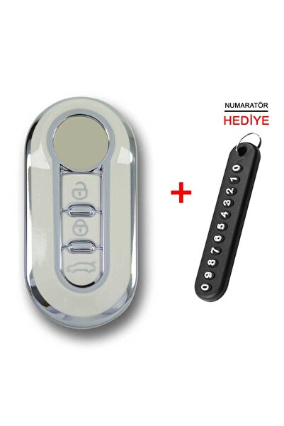 babikamium فيات دوبلو 2010 صدفي أبيض-فضي مفتاح السيارة غطاء التحكم حامل المفاتيح السيارات