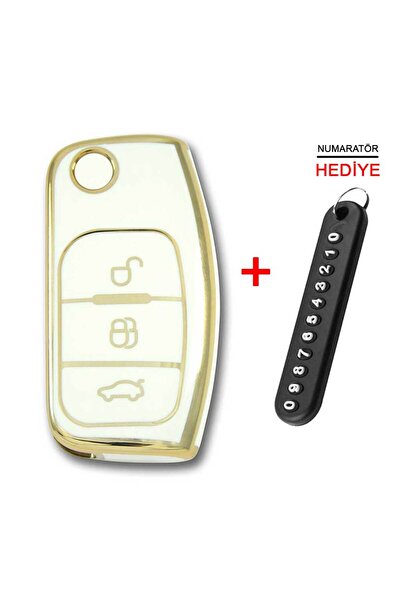 babikamium فورد فوكس فييستا كونيكت 2004 Switchblade White Auto Key Control Container Case سلسلة مفاتيح تلقائية