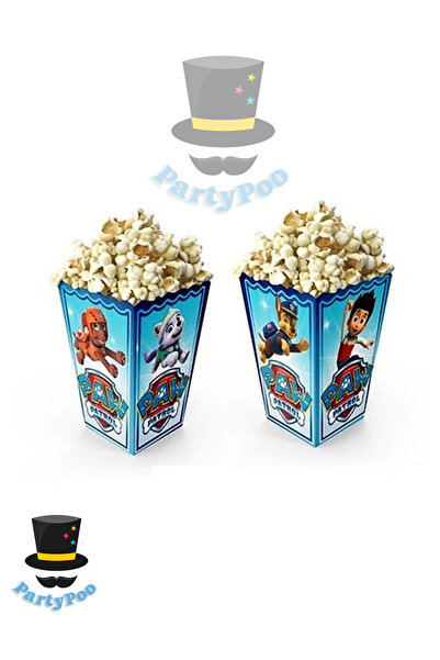 PartyPoo صندوق الذرة بطابع باو باترول 8 قطع |   زخرفة الحفلة وصندوق الوجبات الخفيفة