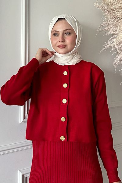 InStyle Ζακέτα με ραβδώσεις διπλό κόκκινο πλεκτό