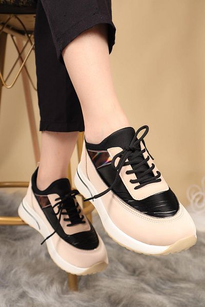 Birikon PUDRA Color Hologram Detailed Lace Up Sneakers