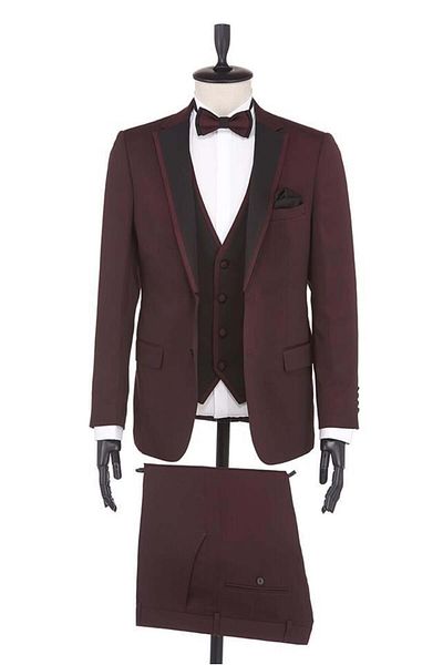 İmza Βουργουνδία Dobby Mono Collar Lined 6 Drop Slim Fit Γιλέκο 1001190164