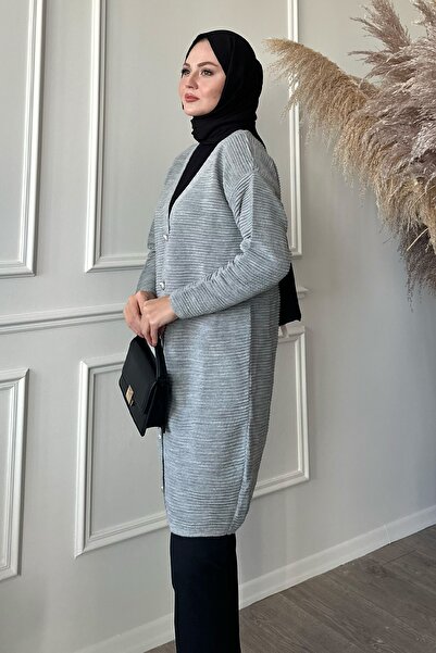 InStyle Základní šedý pletený svetr se šňůrou