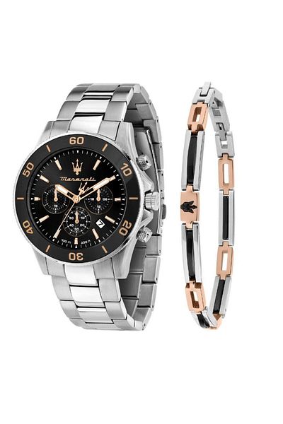 Maserati R8873600001 All Functions Active Steel Band with Bracelet Gift 10 Atm Water Resistant