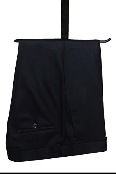 İmza Koyu Lacivert Armürlü Mono Yaka Astarlı Yelekli 6 Drop Slim Fit Smokin Damatlık 1001215300