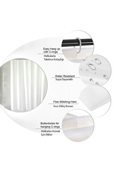 EVPANYA Banyo Perdesi, Nazar Desenli Desenli Duş Perdesi, Küvet Perdesi 175x200cm