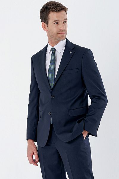 İmza Navy Blue Gabardine Mono Collar Lycra 6 Drop Comfort Fit Relaxed Fit Classic Suit1001235152