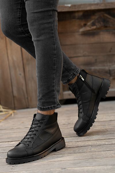 Zegeshoes Unisex Zippered & Tied Cold & Waterproof Black Unisex Winter Boots