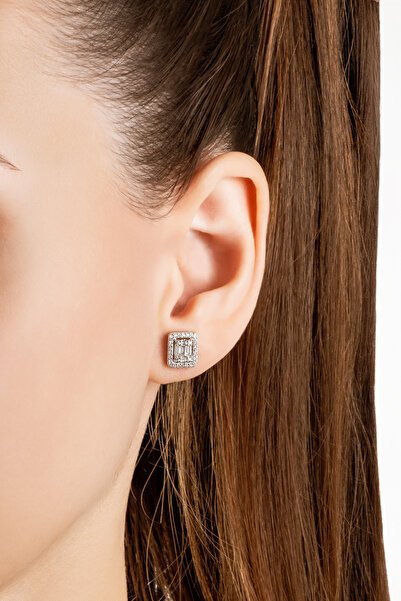 So CHIC... Baget Kesim 18 Ayar Beyaz Altın Kaplama Gümüş Küpe