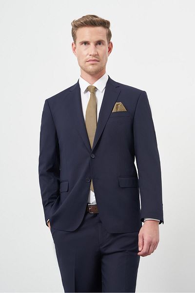 İmza Navy Blue Mono Collar 4 Drop Comfort Fit Relaxed Cut Basic Suit 1001245309
