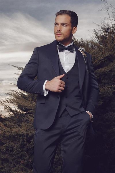İmza Dark Navy Dobby Mono Collar Lined Slim Fit Vest 6 Drop