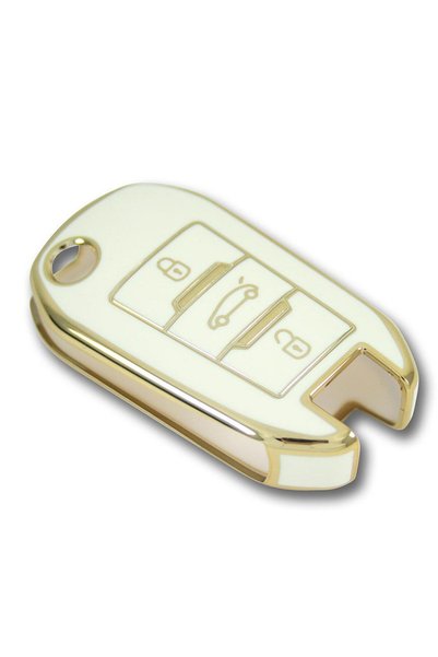 babikamium Peugeot 508 3 Button Switch White Auto Key Control Container Case Auto Keychain