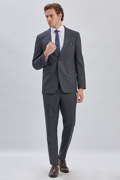 İmza Dark Navy Blue 4 Drop Comfort Fit Suit - Mono Collar and Lined Comfortable Fit1001240177