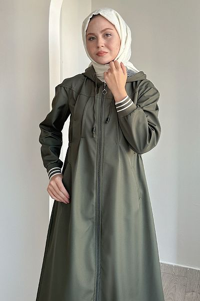 InStyle Χακί καμπαρντίνα με ελαστική μέση με πιέτες