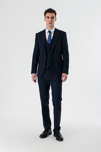 İmza Dark Navy Blue Swallow 6 Drop Slim Fit Suit - 1001240167