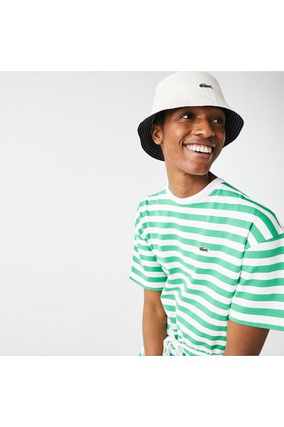Lacoste Green and White Striped Women's Dress - Short Sleeve, Crew Neck