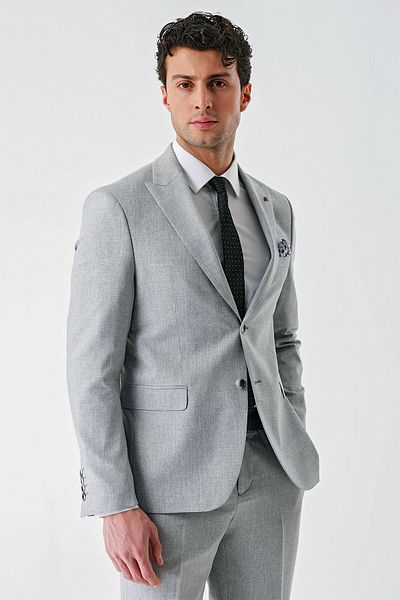 İmza Gray Slim Fit Knitted Suit - 6 Drop, Swallow Collar, Slim Fit 1001240112