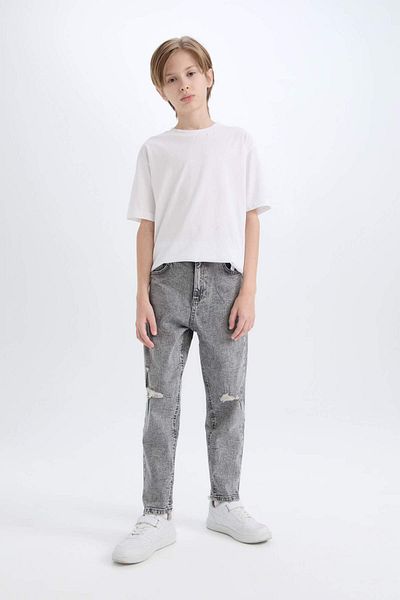 DeFacto Pantaloni de jeans cu picior drept, cu detaliu rupt, pentru băiat 3132981